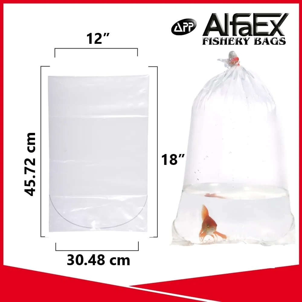 Fishery Bags 12 Inches Leak Proof Rounded Bottom Corners Clear Plastic Fish Bags for Marine and Tropical Fish Transport. (12" x 18" / 50 Pack / 4 Mil)