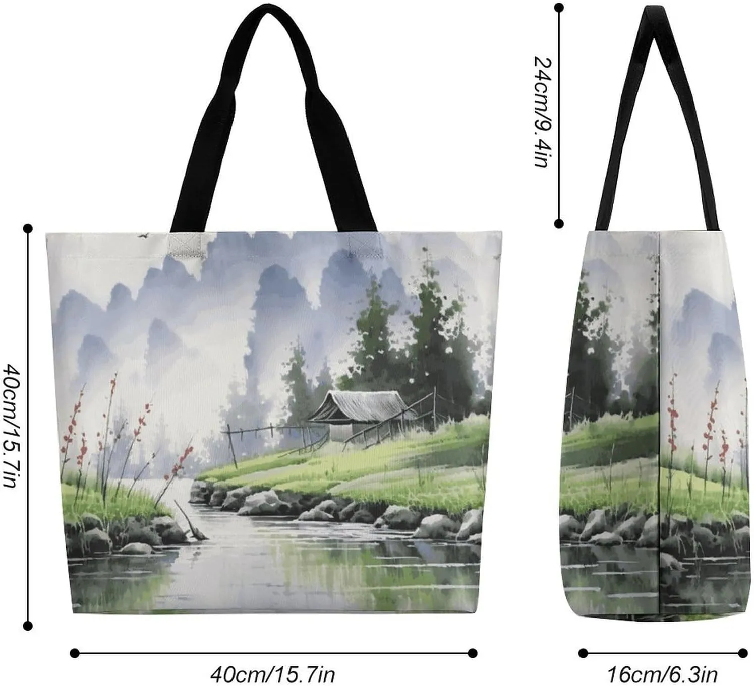 Flag And Eagle Tote Bag for Women Reusable Grocery Shoulder Bags Shopping Bag for Travel, Groceries