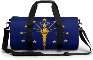 Flag of Indiana Gym Bag for Women Men Travel Duffle Bag Carry on Weekender Tote Bag Lightweight