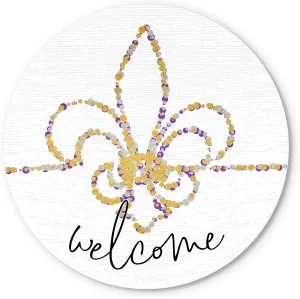 Fleur De Lis Welcome, Joyride Home Decor, JoyRide Home Décor Wood Plaque, 17"x17" Artist Designed Home Décor, Express Your Style.