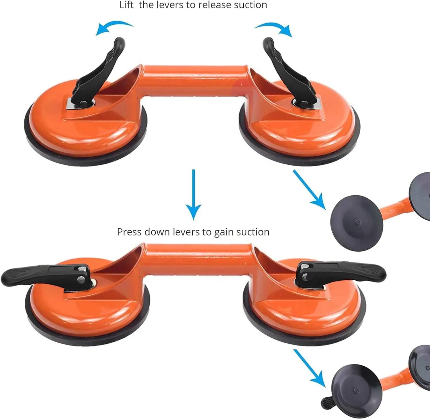 Floor Gap Fixer Tool for Laminate Floor Gap Repair Include Suction Cup and Mallet (Can't use on scraped surface floor)-Orange Kit
