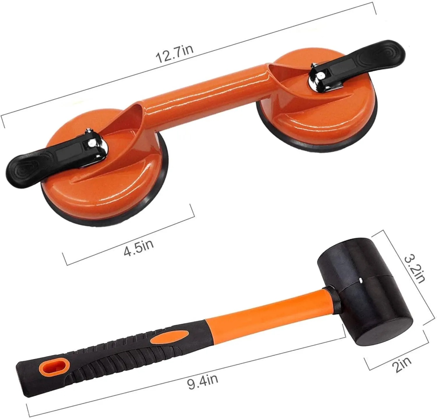 Floor Gap Fixer Tool for Laminate Floor Gap Repair Include Suction Cup and Mallet (Can't use on scraped surface floor)-Orange Kit