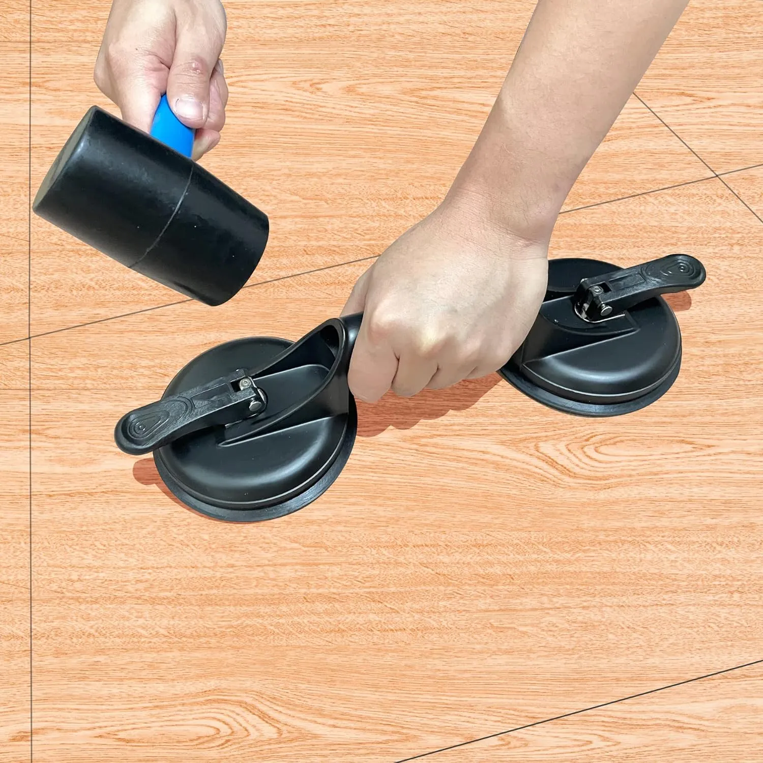 Floor Gap Fixer Tool for Laminate Floor Gap Repair Include Suction Cup and Mallet (Can't use on scraped surface floor)
