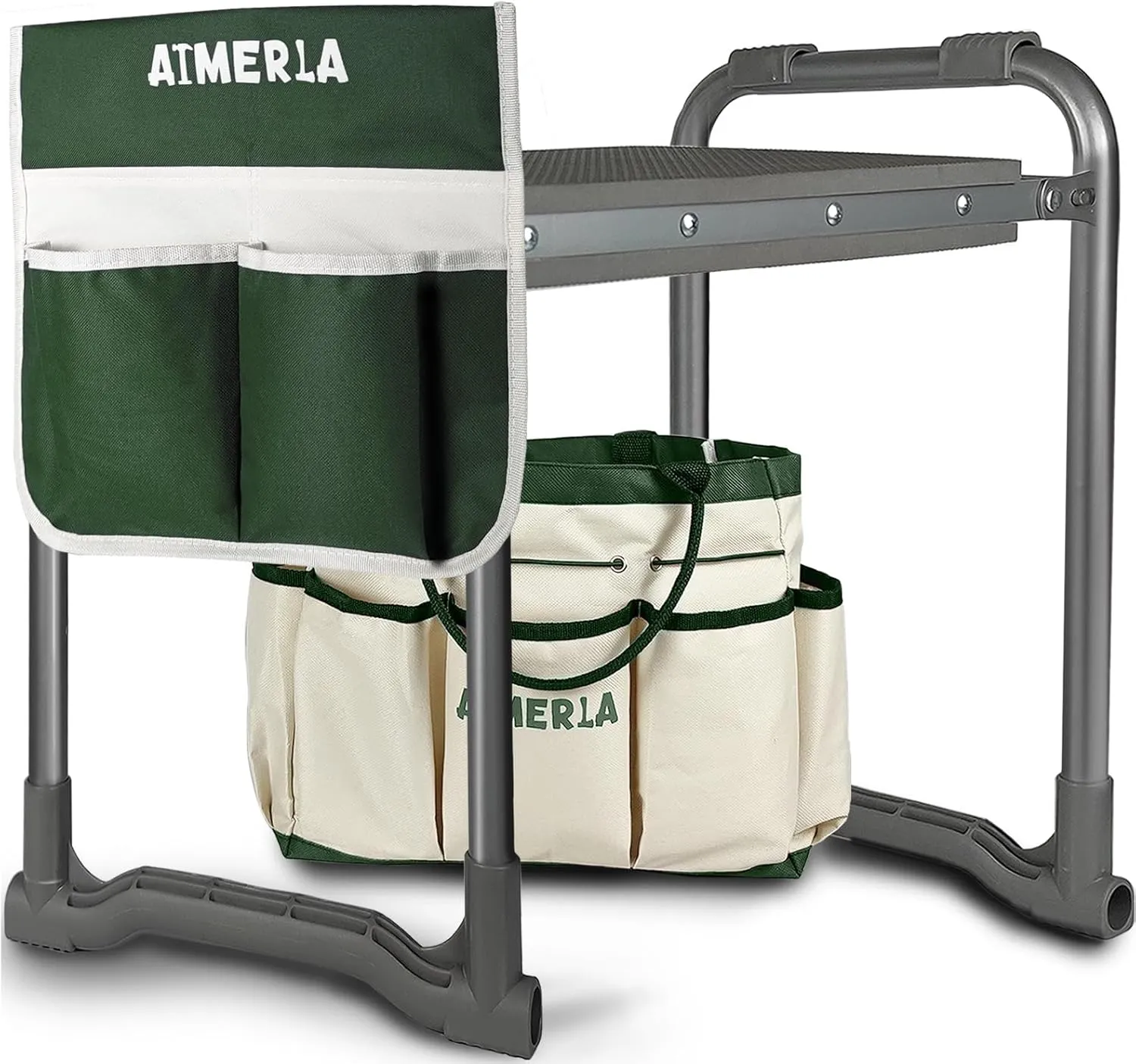 Foldable Garden Kneeler Seat Heavy Duty [Upgraded Widened Thick Kneeling Pad] Garden Stool with Large Garden Tool Bags with Pockets - Portable Garden Bench Gardening Gifts for Parents