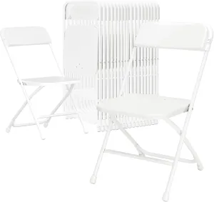 Folding Chairs for Outside,20 Pack White Plastic Folding Chair for Indoor Outdoor,Portable Stackable Commercial Seat with Steel Frame 350lb.Capacity for Party Events Wedding Dining Picnic Office