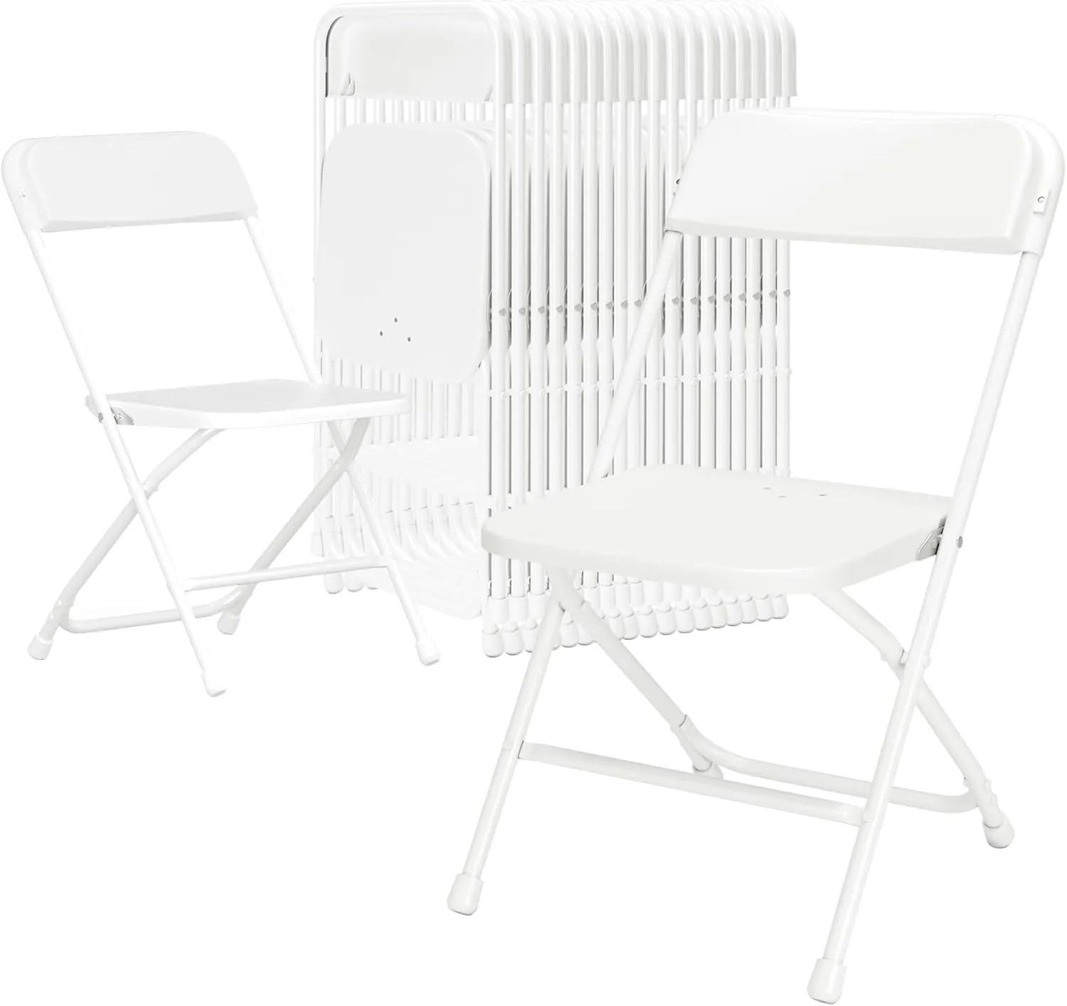 Folding Chairs for Outside,20 Pack White Plastic Folding Chair for Indoor Outdoor,Portable Stackable Commercial Seat with Steel Frame 350lb.Capacity for Party Events Wedding Dining Picnic Office