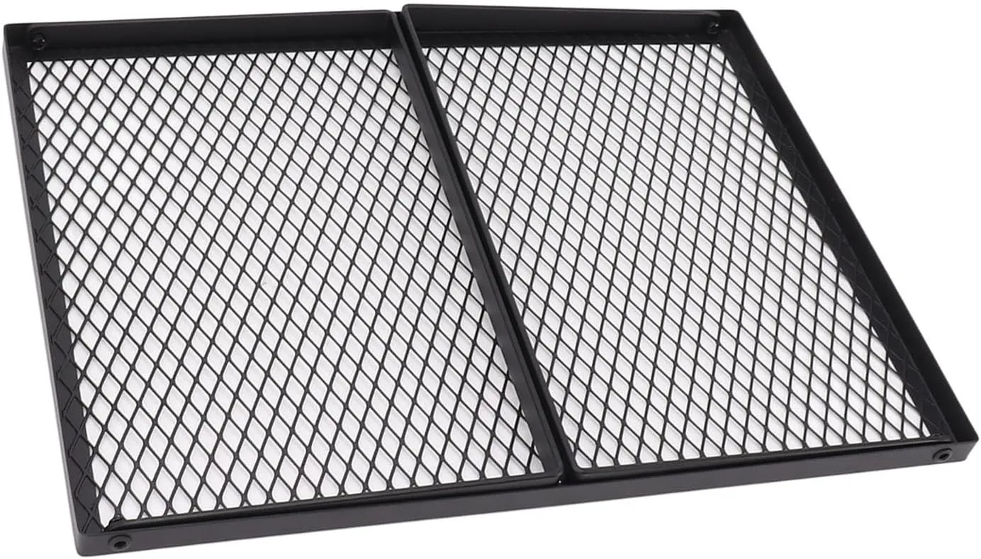 Folding Grill Heat Portable Outdoor Camping Iron Material for Picnic (40 X 30cm With Fork)