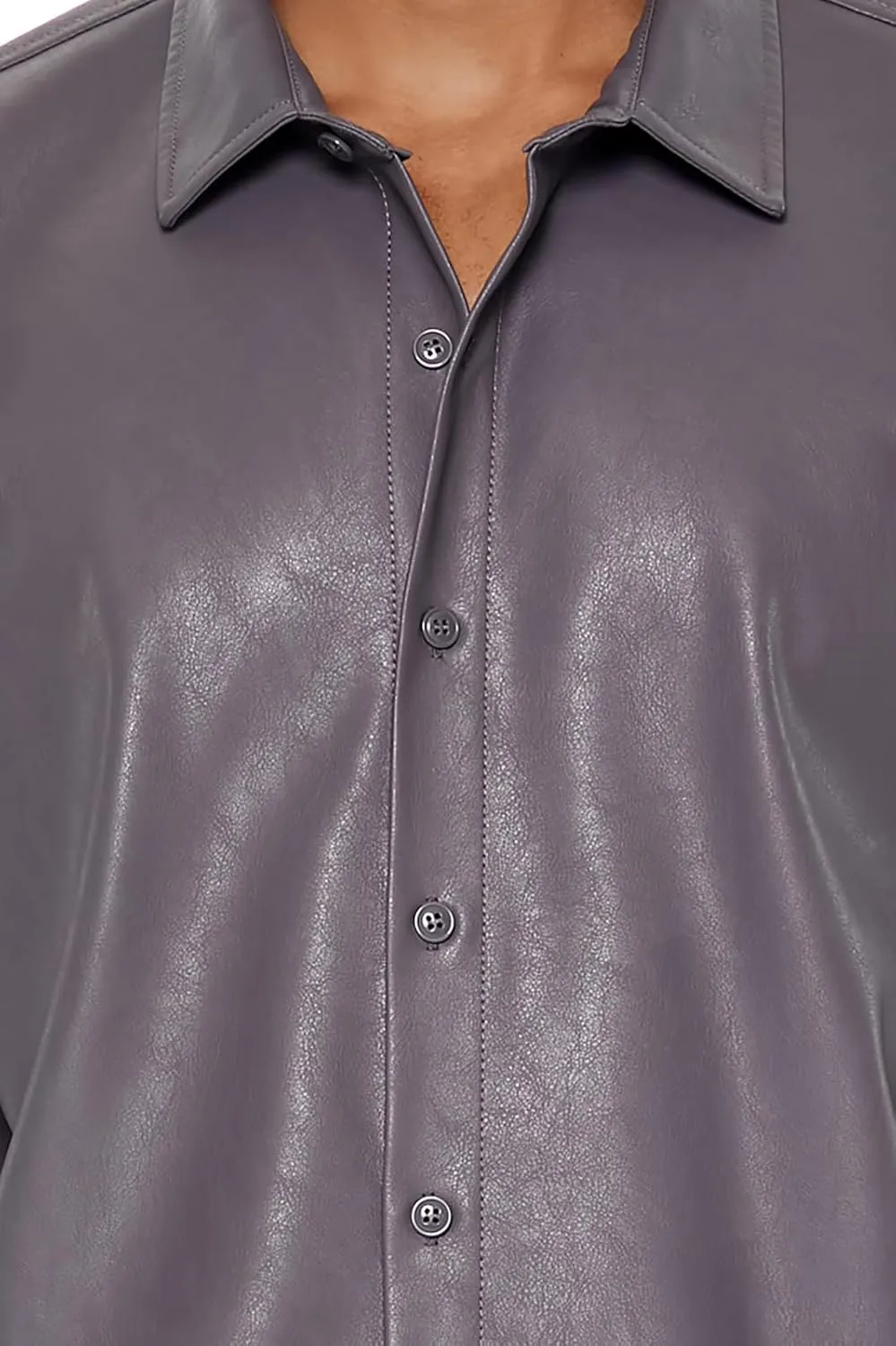 Forever 21 Men's Faux Leather Boxy Shirt