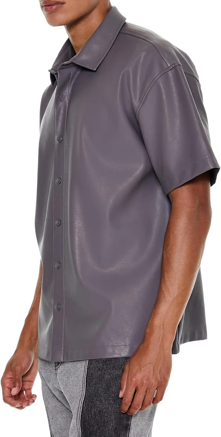 Forever 21 Men's Faux Leather Boxy Shirt