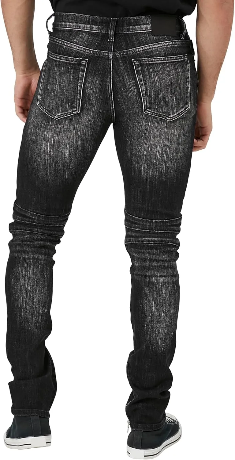 Forever 21 Men's Stretch-Denim Moto Skinny Jeans
