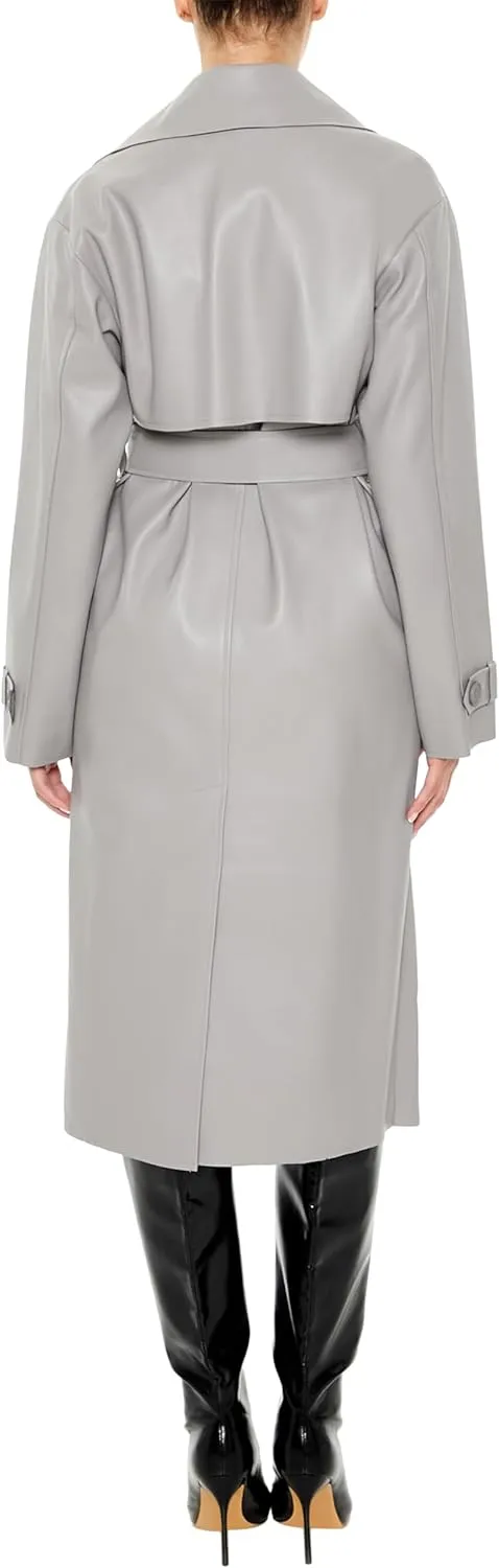 Forever 21 Women's Faux Leather Notched Trench Coat
