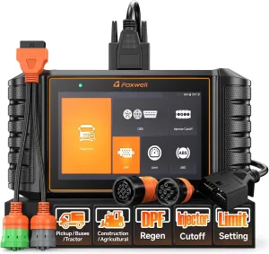 FOXWELL HD500 Heavy Duty Truck Scanner with DPF Regen/Injector Cutoff/Limit Setting, Full System Diesel Diagnostic Scan Tool for Cummins, Detroit, Caterpillar, Paccar, Hino & More Pickup Semi Trucks