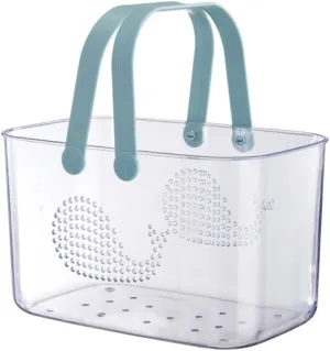 FRCOLOR Whale Wash Basket Portable Plastic Storage Organizer with Handle for Bathroom Living Room Kitchen Dorm