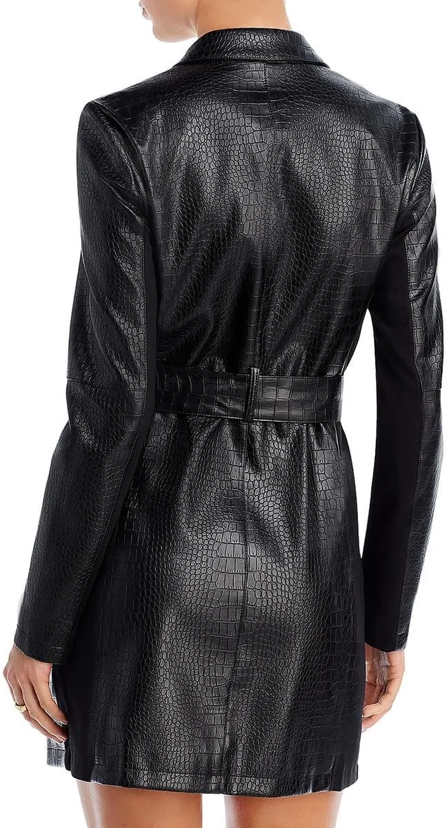 French Connection Womens Clancy Faux Leather Jacket Shirtdress