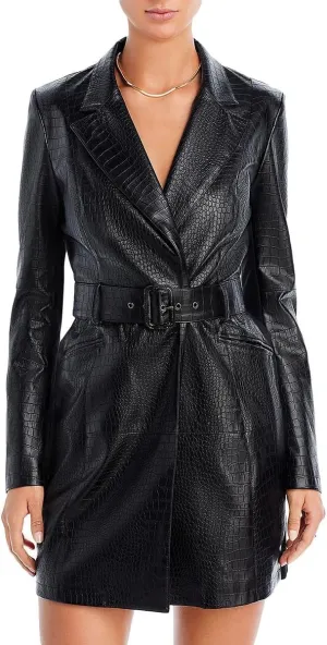 French Connection Womens Clancy Faux Leather Jacket Shirtdress