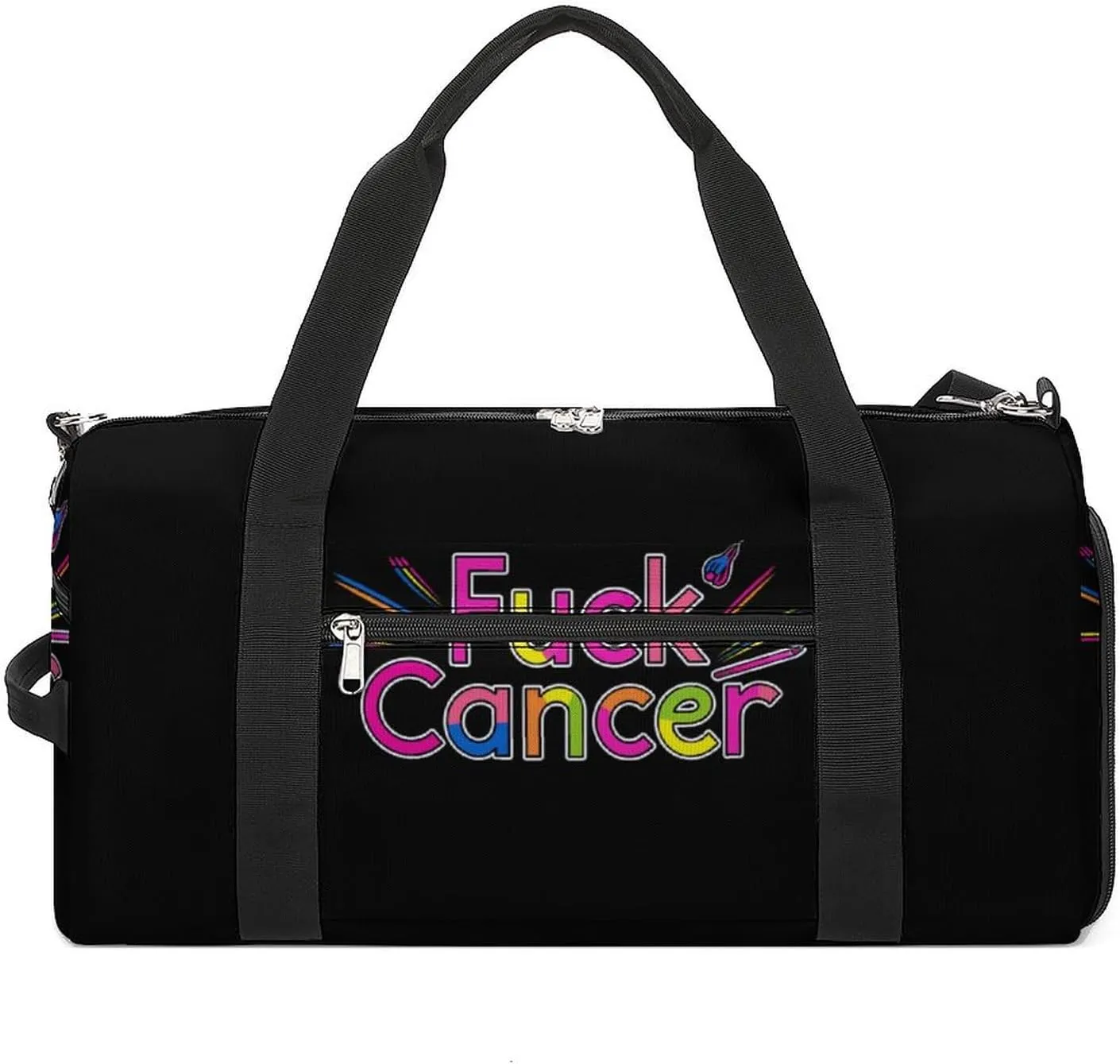 Fuck Cancer Awareness Gym Bag for Women Men Lightweight Duffel Bag Travel Tote Bag Sports Bag with Shoulder Strap