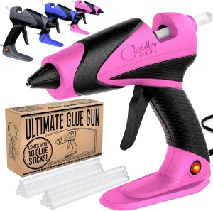 Full Size Hot Glue Gun Kit for Construction, DIY & Crafts, Chandler Tool 60W High Temp Large Glue Gun with Stand-Up base & 12 Glue Sticks, Perfect for Home Repair, Arts & Crafts, (Pink/Black)