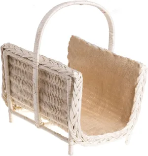 Full Willow Fireplace Basket, Natural-Coloured Wicker Fireplace Basket, Wicker Basket for Firewood, Fireplace Basket Log Basket (Cream with Jute)