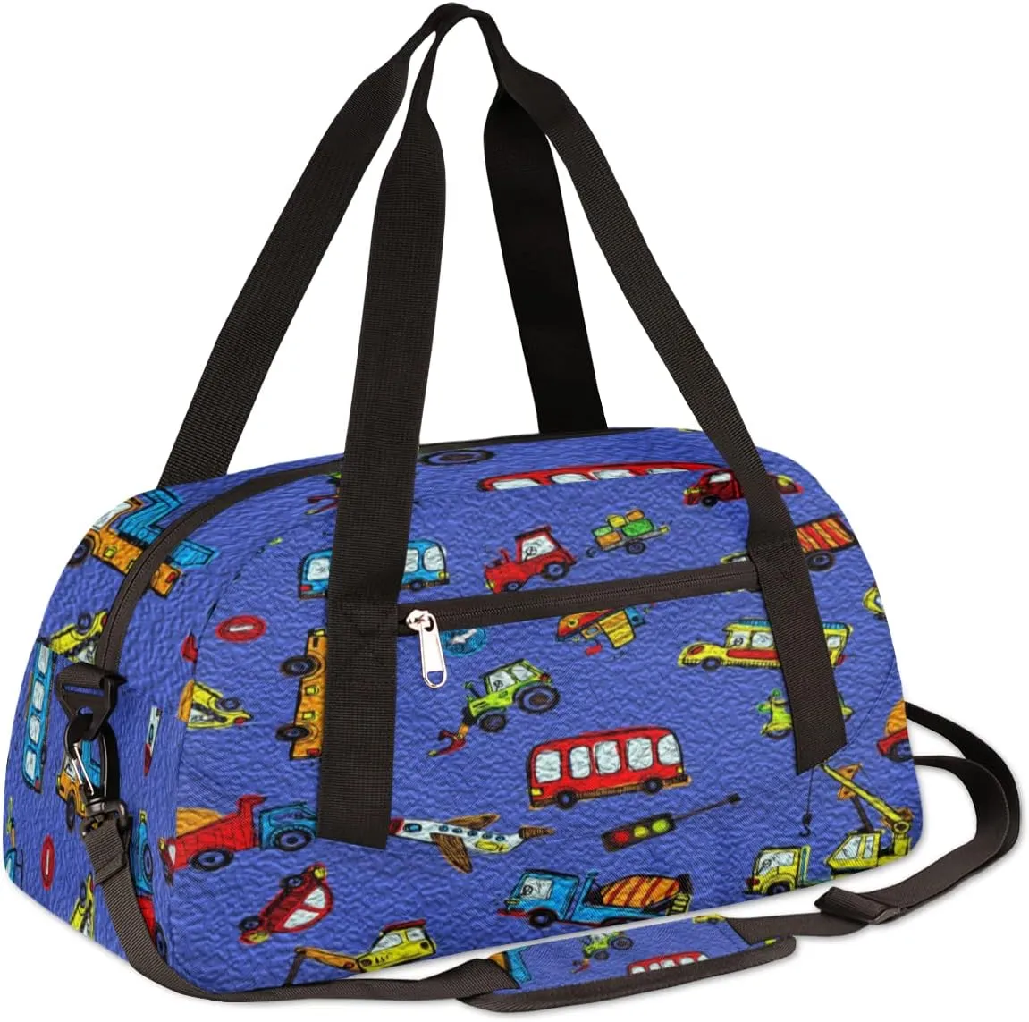 Funny Cars Kids Duffel Bag for Girls Boys Teens, Cars Oil Painting Dance Bag Overnight Small Duffel Bag Carry On Weekend Sports Gym Travel Bag for School Practice Gymnastics Ballet