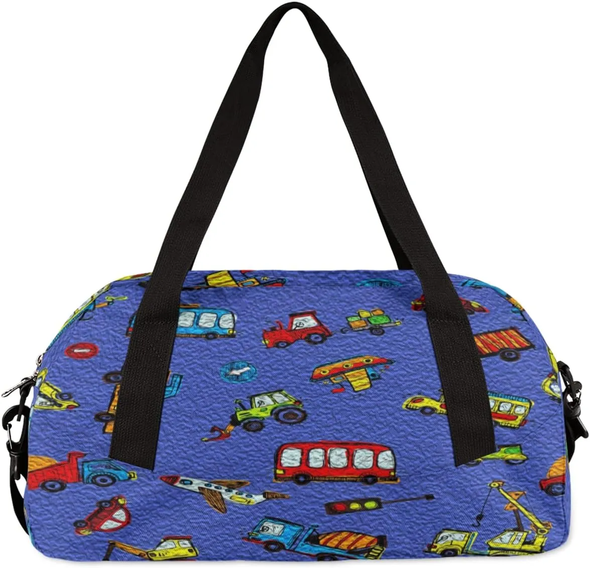 Funny Cars Kids Duffel Bag for Girls Boys Teens, Cars Oil Painting Dance Bag Overnight Small Duffel Bag Carry On Weekend Sports Gym Travel Bag for School Practice Gymnastics Ballet