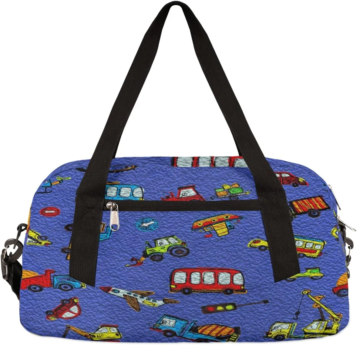 Funny Cars Kids Duffel Bag for Girls Boys Teens, Cars Oil Painting Dance Bag Overnight Small Duffel Bag Carry On Weekend Sports Gym Travel Bag for School Practice Gymnastics Ballet