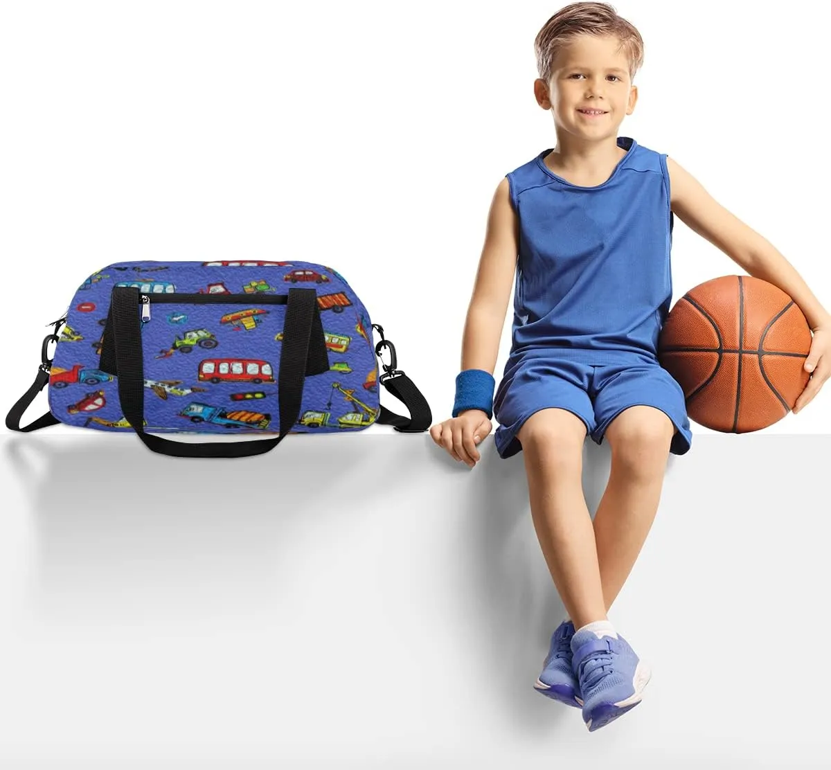 Funny Cars Kids Duffel Bag for Girls Boys Teens, Cars Oil Painting Dance Bag Overnight Small Duffel Bag Carry On Weekend Sports Gym Travel Bag for School Practice Gymnastics Ballet