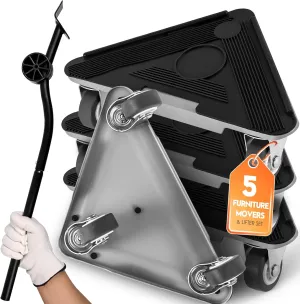 Furniture Movers with Wheels & Lifter Kit, Furniture Dolly Heavy Duty, 360° Rotation Casters, 1543 Lbs Load Capacity, Moving Appliance Gliders for Sofa Fridge Washing Machine