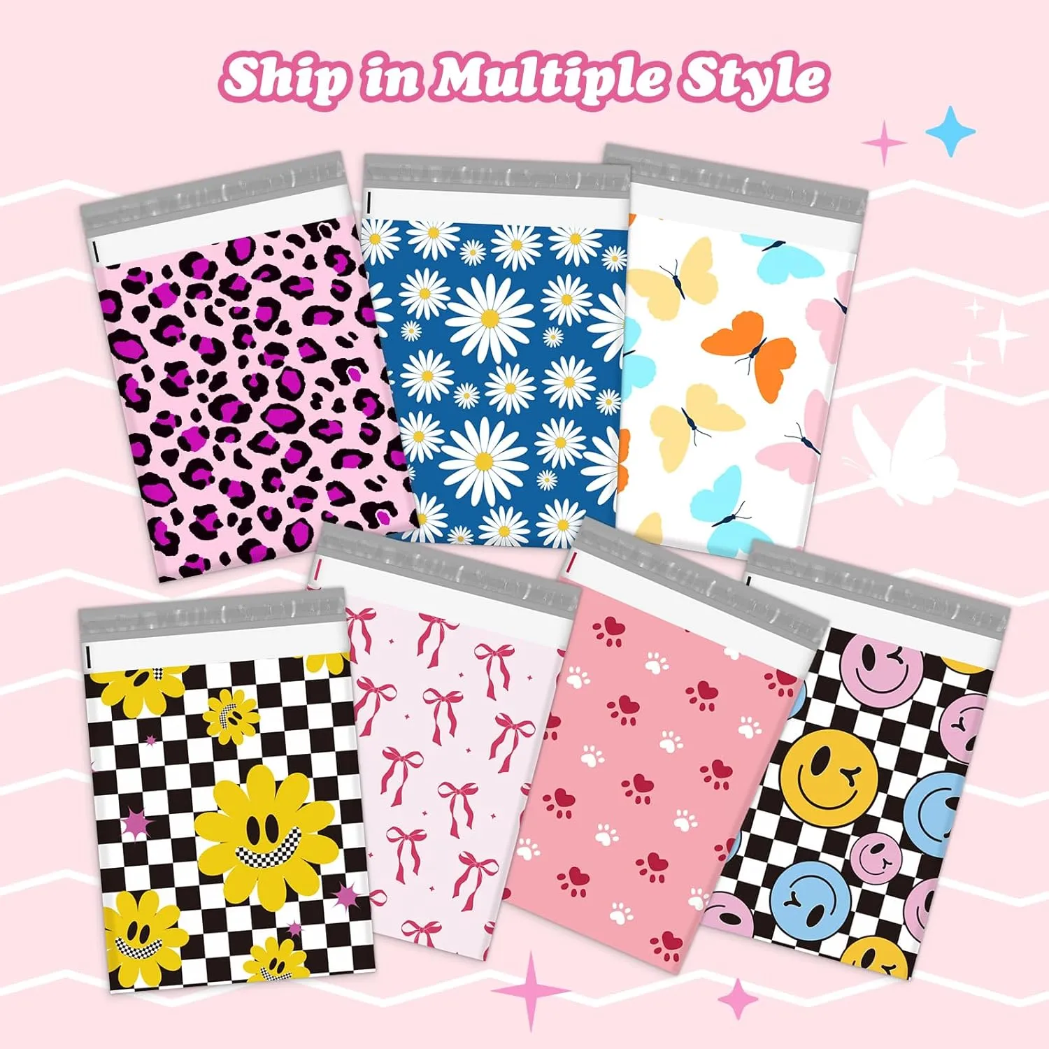 Fuxury Poly Mailers 10x13 Inch 50Pcs Shipping Bags for Clothing Strong Adhesive Shipping Envelopes for Small Business Self Seal Pink Bows Poly Bag Mailing Envelopes