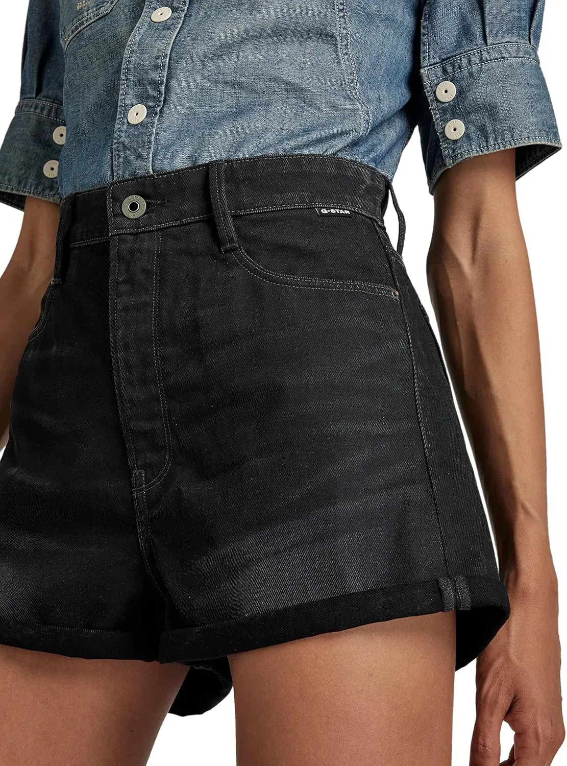 G-STAR Women's Tedie Ultra High Rise Denim Shorts