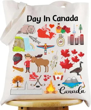 G2TUP Canada Travel Canvas Tote Bag Canada Shoulder Bag For Traveler A Day In Canada Trip Souvenir Gift