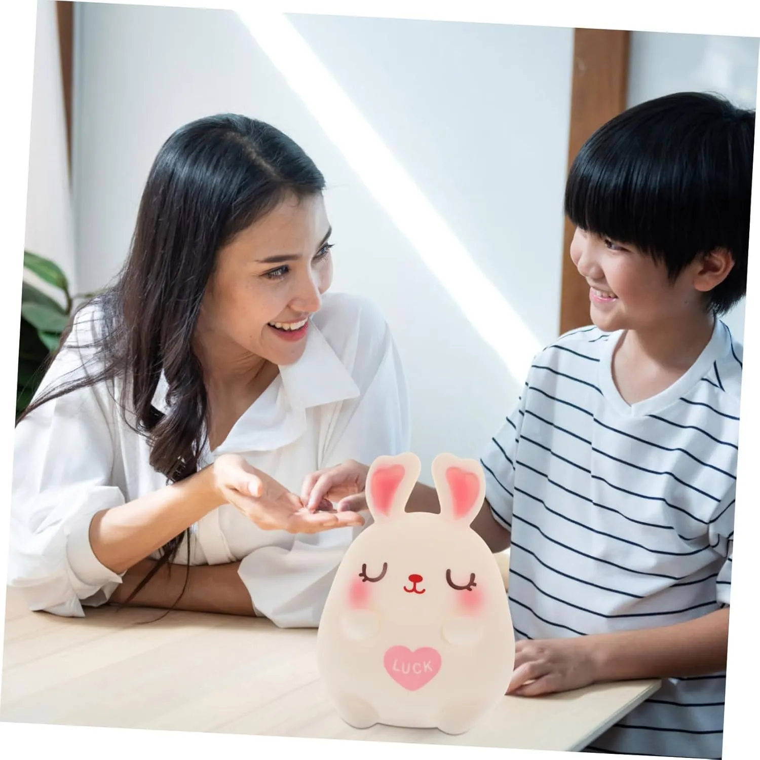 Garneck Cute Bunny Piggy Bank Boys and Girls Coin Jar for Saving Money Adorable Rabbit Statue Decor for Home for Bedrooms and Playrooms Encourages Saving Habits