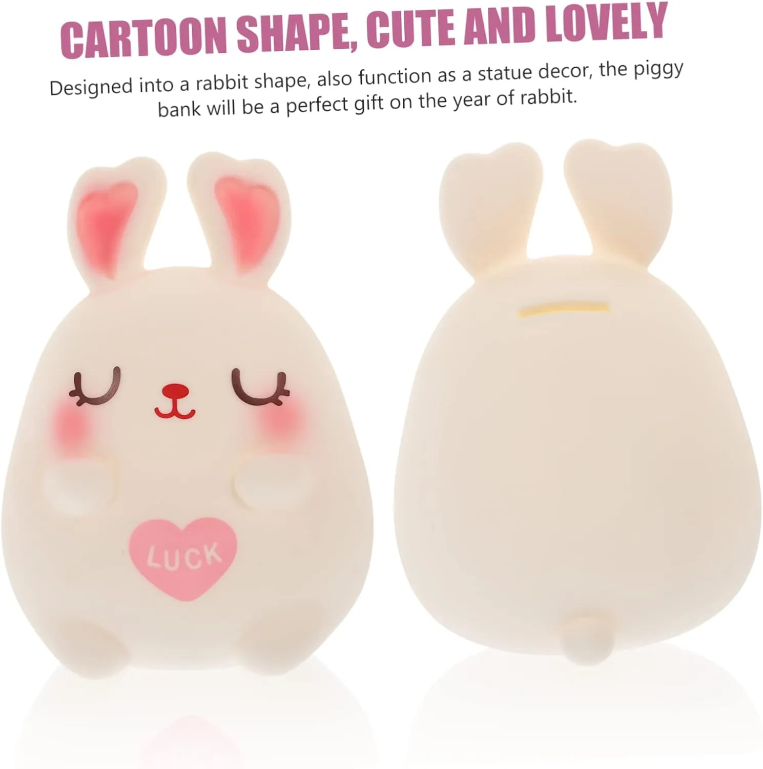 Garneck Cute Bunny Piggy Bank Boys and Girls Coin Jar for Saving Money Adorable Rabbit Statue Decor for Home for Bedrooms and Playrooms Encourages Saving Habits