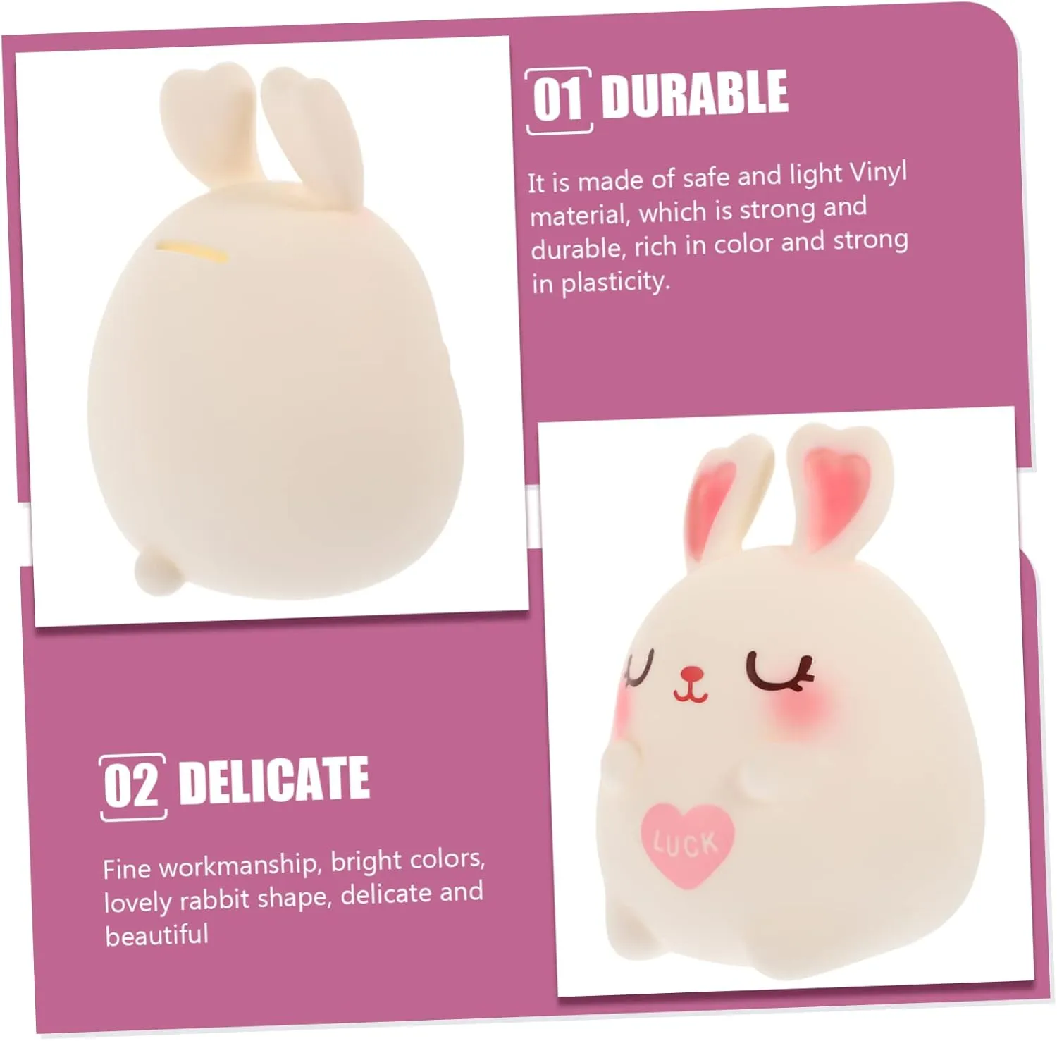 Garneck Cute Bunny Piggy Bank Boys and Girls Coin Jar for Saving Money Adorable Rabbit Statue Decor for Home for Bedrooms and Playrooms Encourages Saving Habits