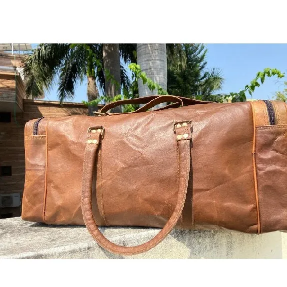 Genuine Leather Duffle Luggage Bag for Travel
