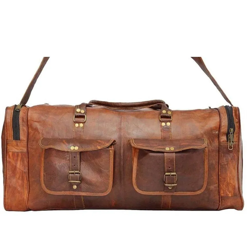 Genuine Leather Duffle Luggage Bag for Travel