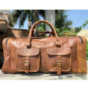Genuine Leather Duffle Luggage Bag for Travel