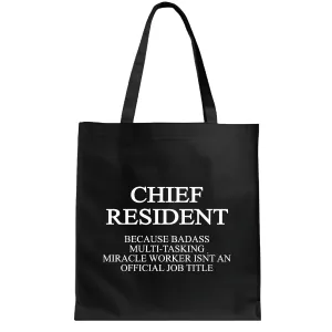 Gift for Chief Resident Be the Best Doctor with Funny Attitude Navy Black Multicolor Canvas Tote Bag