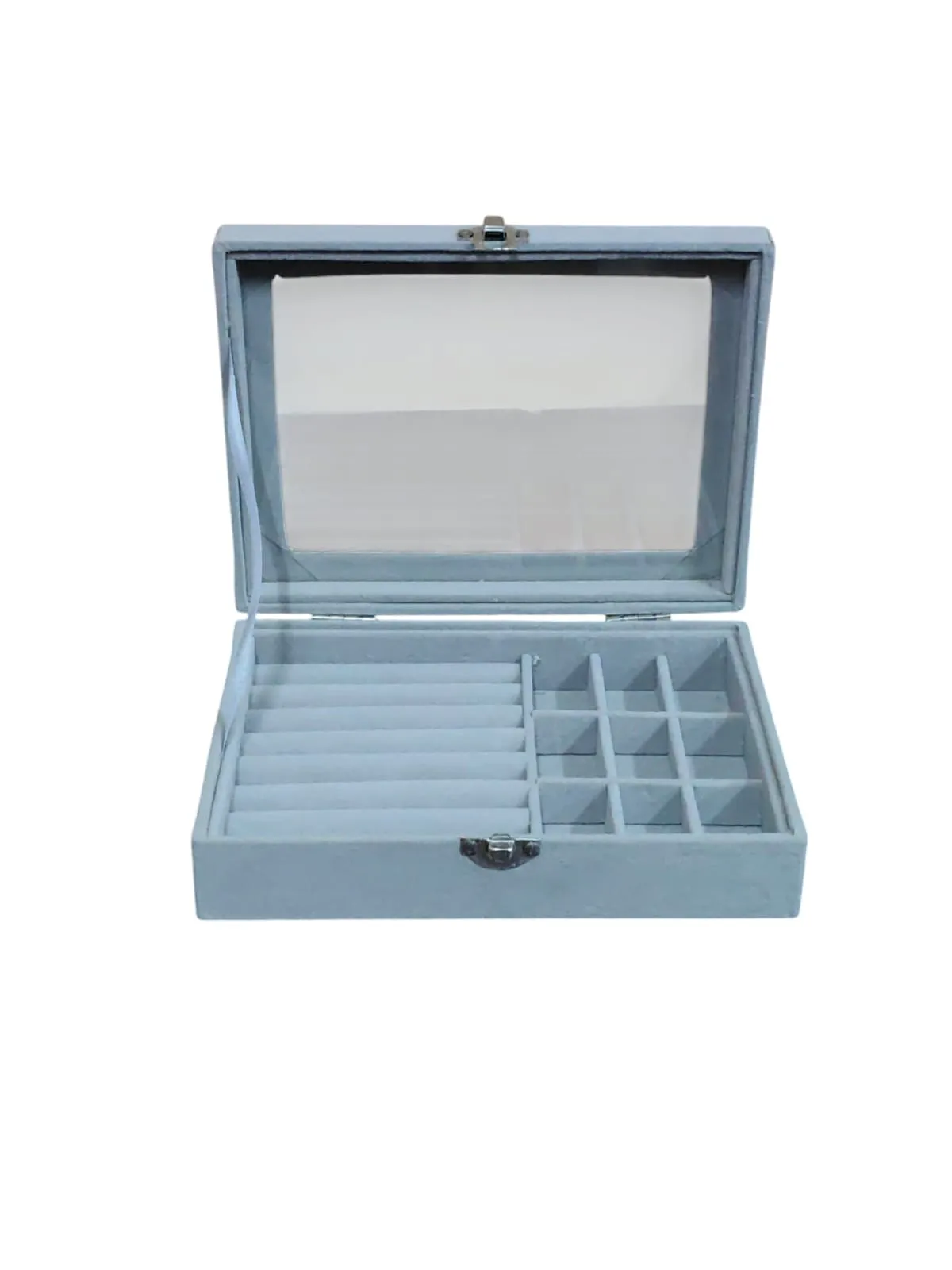 Gift Jewlry Box Elegant Velvet Jewelry Box with Glass Lid (Pack Of 1)