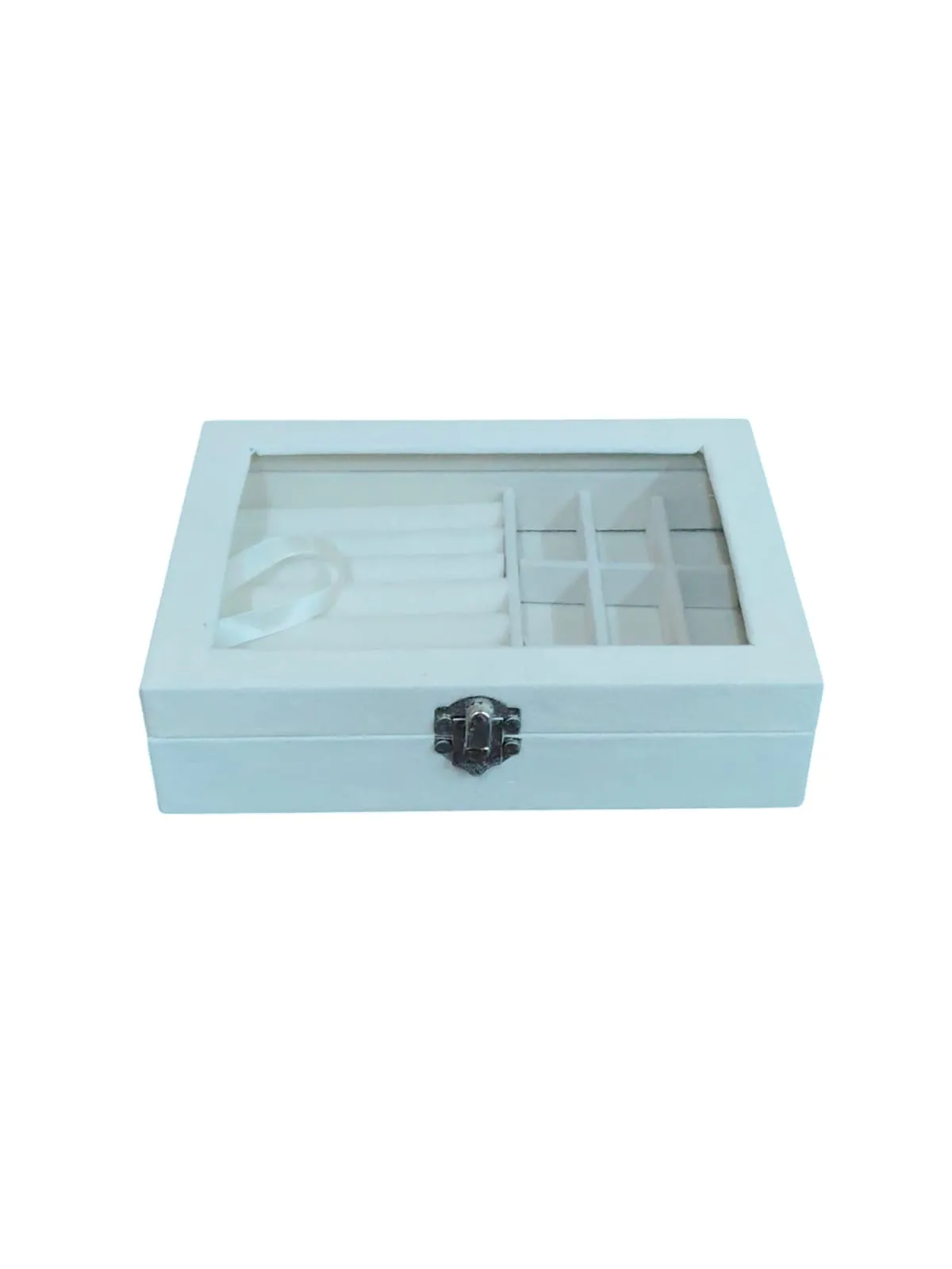 Gift Jewlry Box Elegant Velvet Jewelry Box with Glass Lid (Pack Of 1)