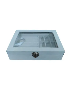 Gift Jewlry Box Elegant Velvet Jewelry Box with Glass Lid (Pack Of 1)