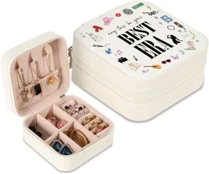 GIFTSFARM Jewelry Box, Small Jewelry Case for Taylor Fans, Taylor Gifts Merch, Portable Jewelry Case with Best Era for Bracelet, Necklace, Ring, Earring Organizer Holder Storage Boxes