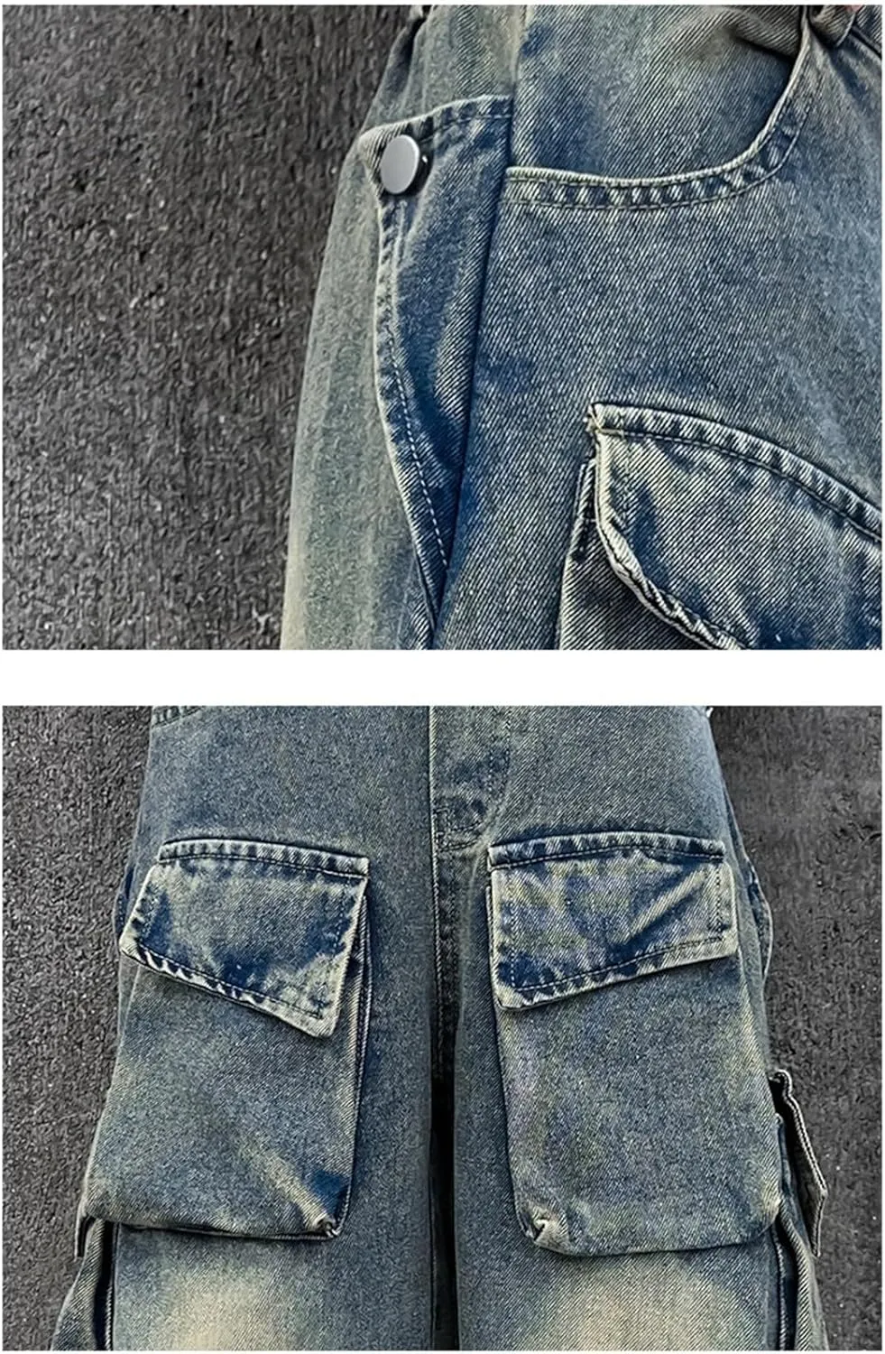 Girls Baggy Jeans Y2k Streetwear Denim Cargo Pants Distressed Elastic High Waist Wide Leg Clothes Multi Pocket 5-16T