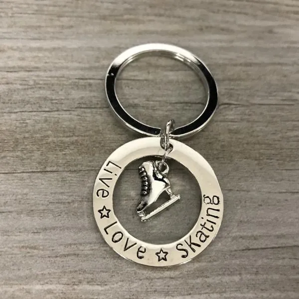 Girls Live Love Figure Skating Keychain
