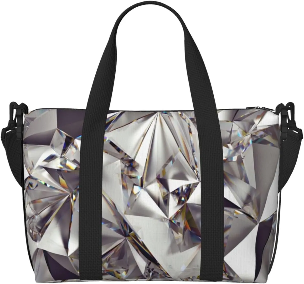 Glitter Abstract Diamond Crystal Pattern Print oblique across Hand Travel Bag Polyester Women Men Overnight Duffel Carry-on Tote Bag