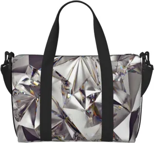 Glitter Abstract Diamond Crystal Pattern Print oblique across Hand Travel Bag Polyester Women Men Overnight Duffel Carry-on Tote Bag