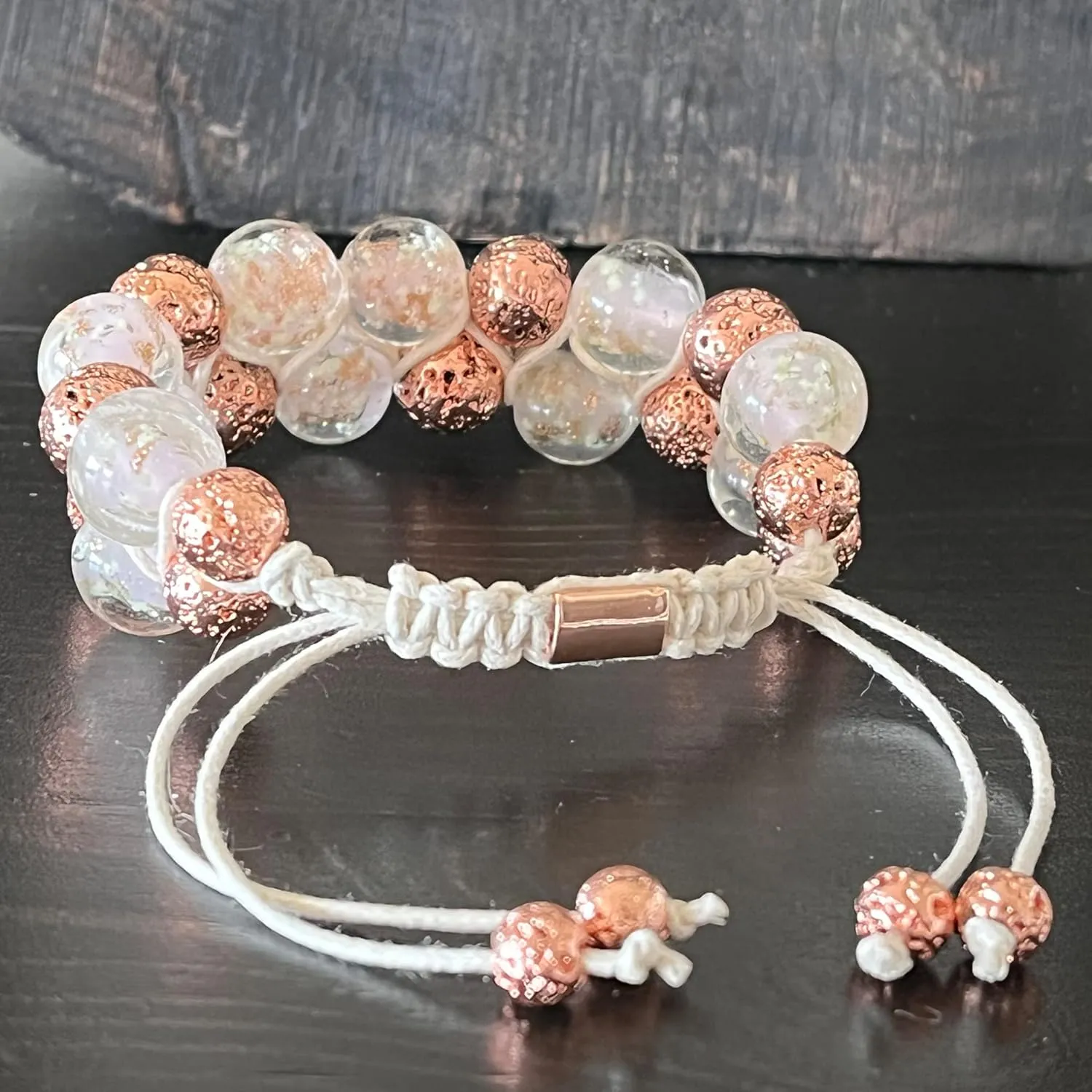 Glow in The Dark Pink Crystal Bead Bracelet, 12mm Glass Beads Double Row Shamballa Chakras Anti Anxiety Healing Crystals Bracelet for Women Men (Pink Rose)