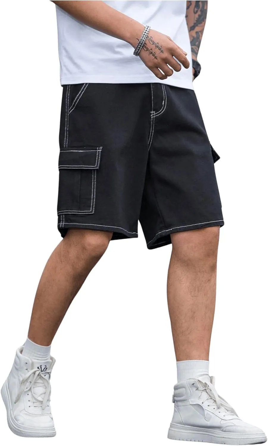 GORGLITTER Men's Denim Cargo Baggy Jorts Shorts Jeans Flap Pocket Summer Shorts