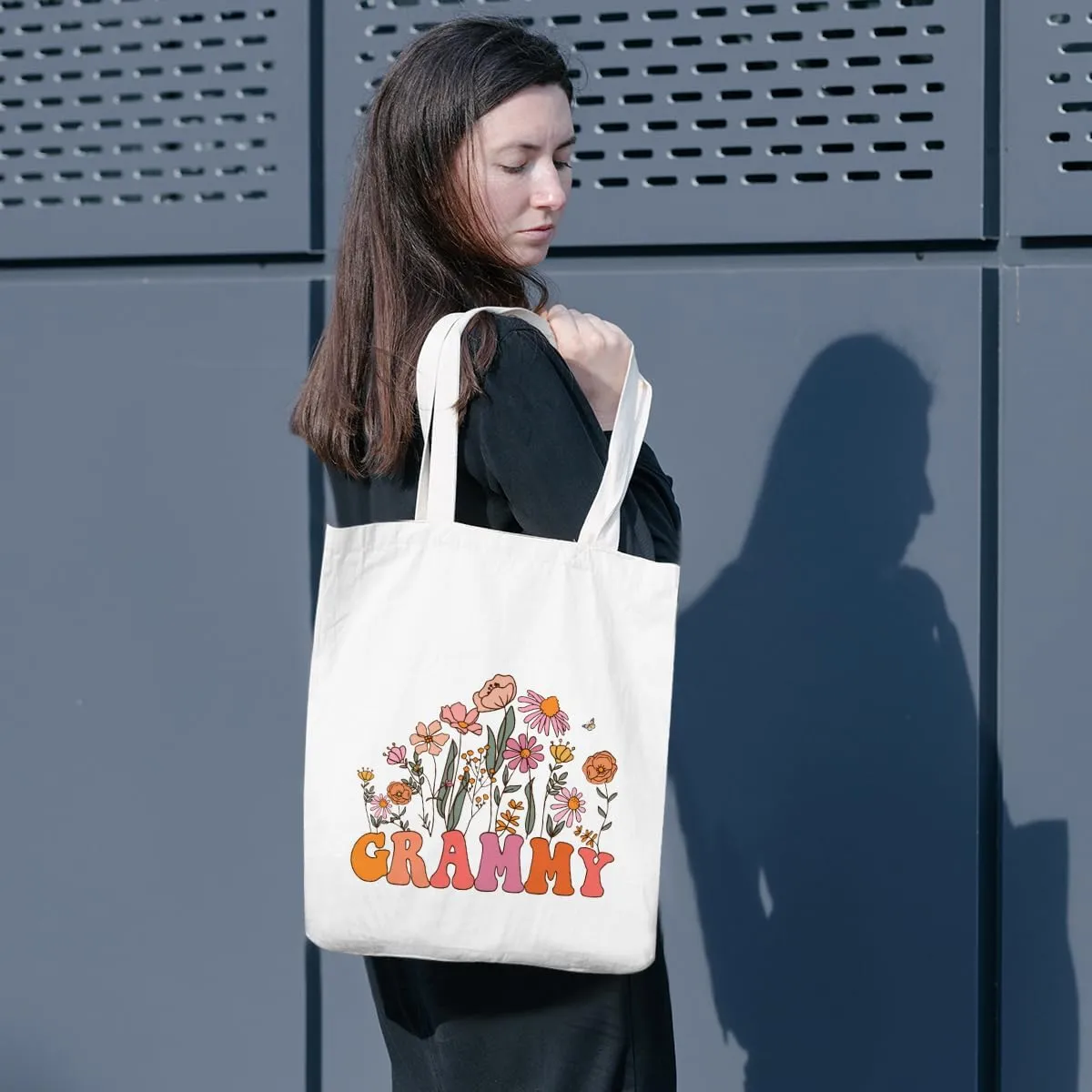 Grandma Gifts Tote Bag Birthday Mothers Day Retirement Gifts for Women Mama Nana Mimi Shoulder Bag Reusable Grocery Bags