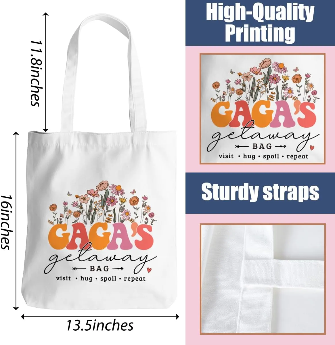 Grandma Mom Tote Bag - Birthday, Mothers Day, Retirement & Christmas Gifts for Women - Reusable Shoulder Bag
