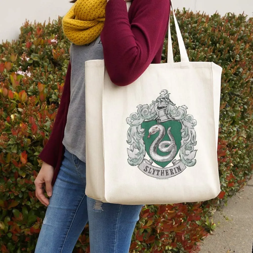 GRAPHICS & MORE Harry Potter Slytherin Painted Crest Grocery Travel Reusable Tote Bag